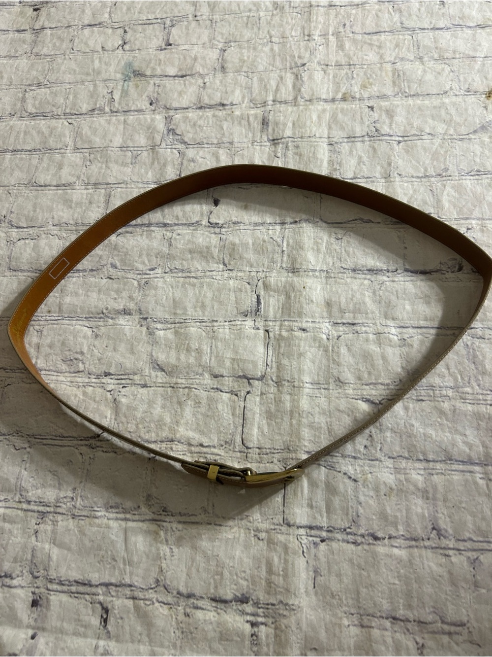 ÉTIENNE AIGNER VINTAGE ANILINE COWHIDE BROWN WITH GOLD TONE HARDWARE BELT - Picture 10 of 11